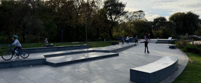 illustrates the plaza area